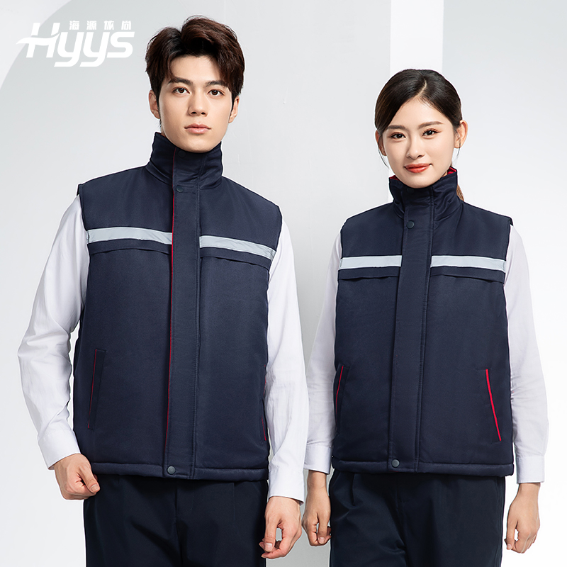 DM13-10MJ 冬季工作服棉馬甲定制印繡字男女工裝棉馬夾船廠汽修加厚坎肩背心