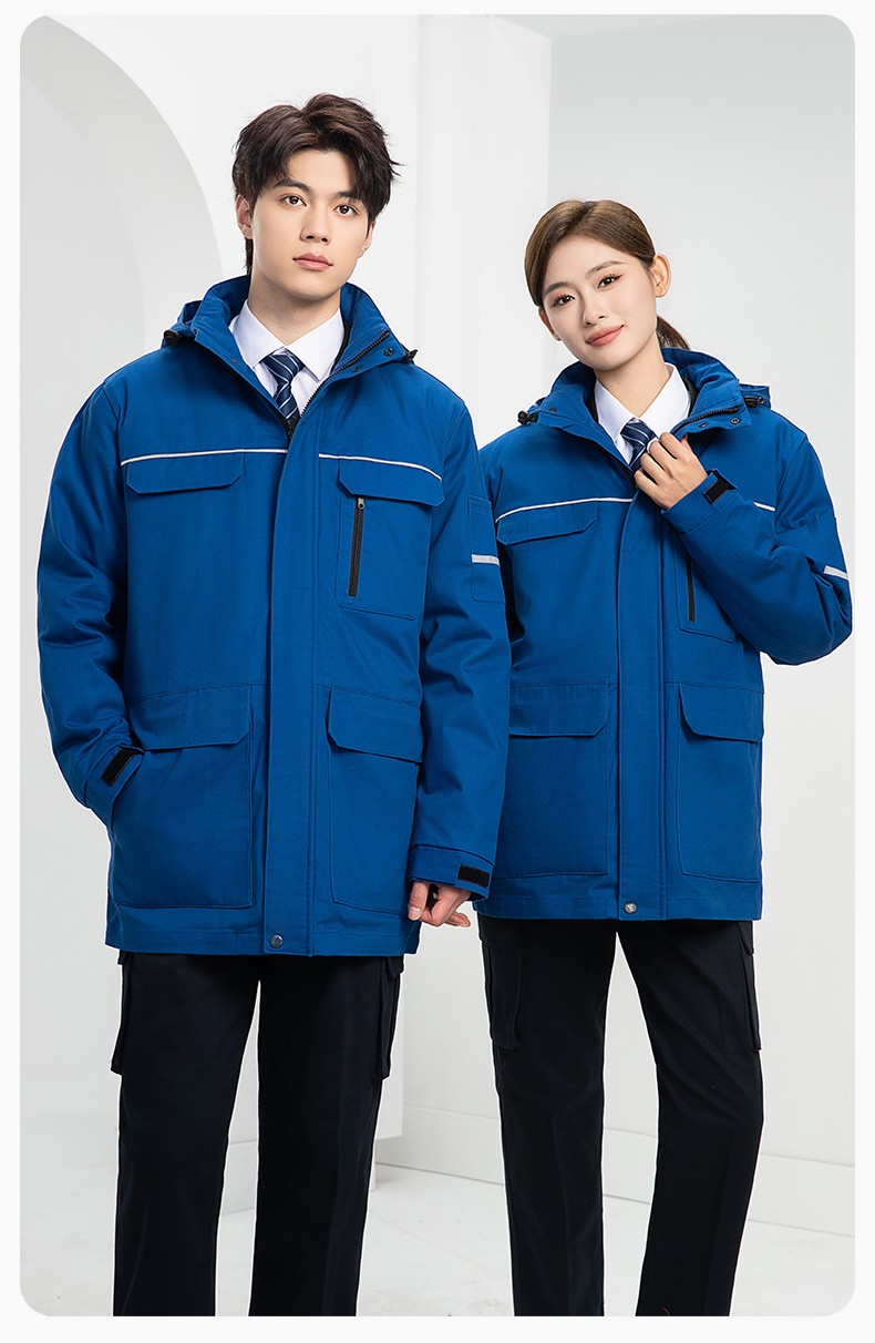 QM2320 純棉可拆卸工作服棉服定制男加絨加厚保暖汽車維修廠勞保服棉襖(圖17)