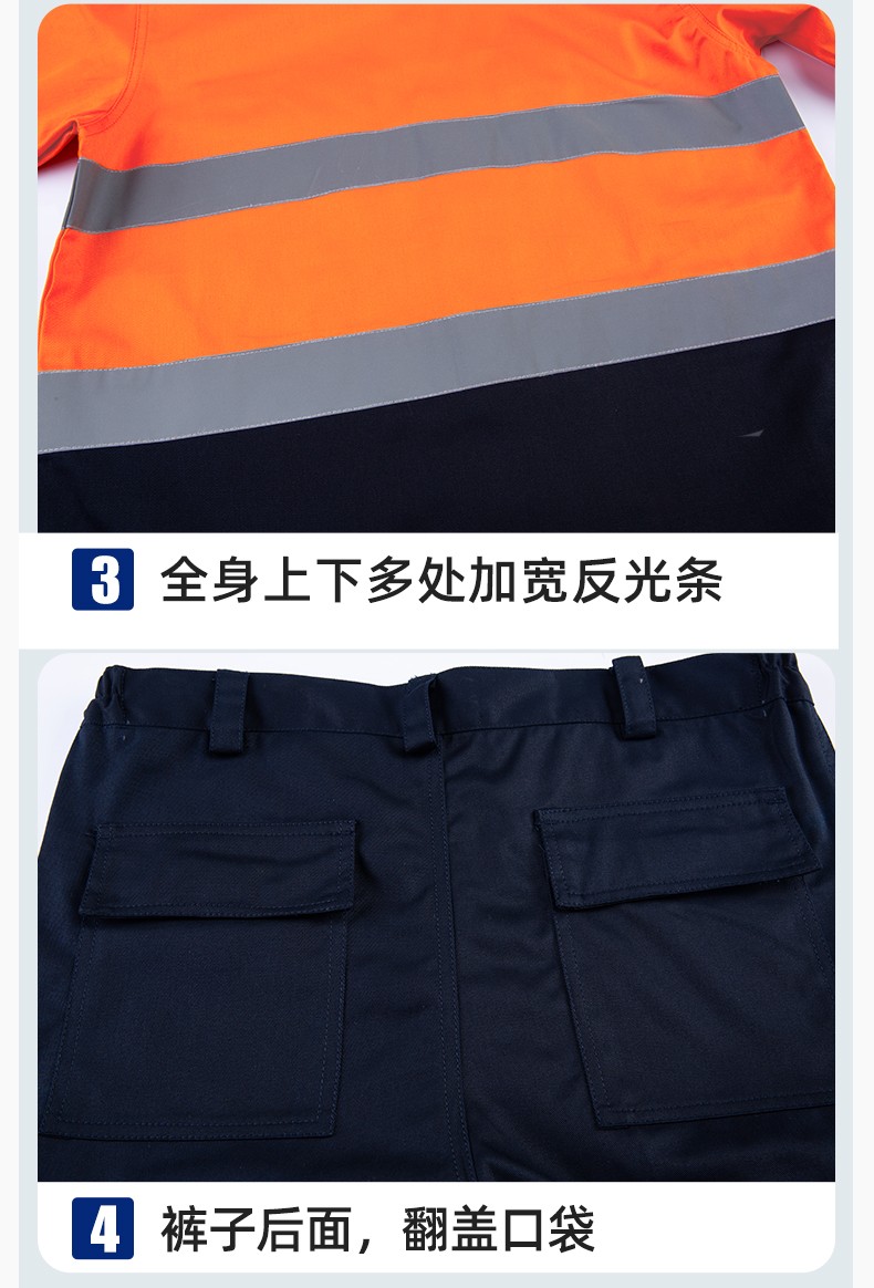 WQ2119 純棉煤礦井下勞保工作服套裝反光條建筑工地熒光黃橘襯衣襯衫(圖8)