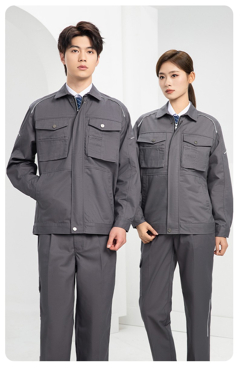 DM2315 海源春秋工作服套裝男機(jī)修車間勞保服印字LOGO反光磨毛工地工裝(圖15)