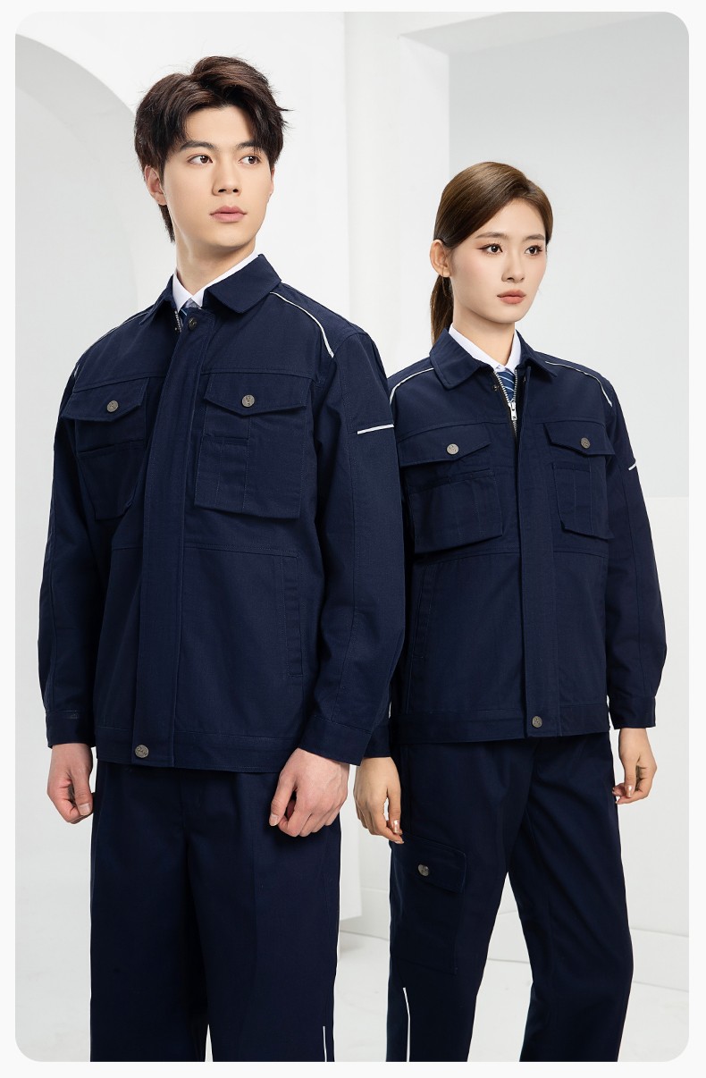 DM2315 海源春秋工作服套裝男機(jī)修車間勞保服印字LOGO反光磨毛工地工裝(圖14)