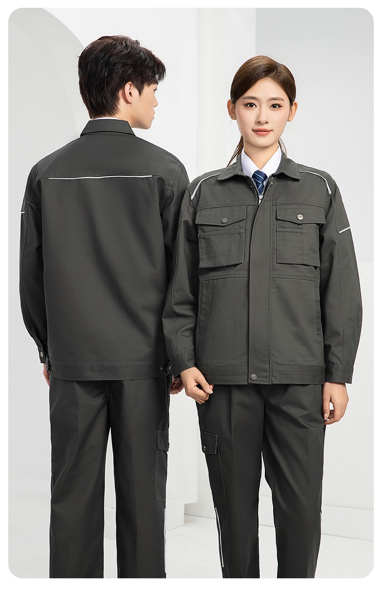 DM2315 海源春秋工作服套裝男機(jī)修車間勞保服印字LOGO反光磨毛工地工裝(圖17)