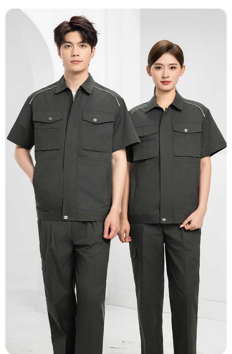 DM2315D 海源夏季工作服男短袖套裝機修服印字LOGO工地工人耐磨工裝定制(圖15)