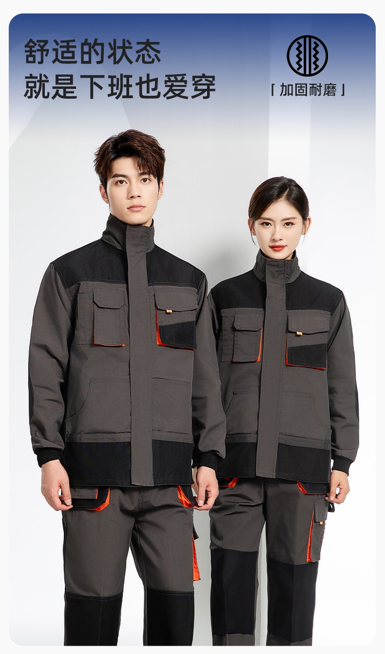 WD2118 跨境立體大兜工作服套裝定制歐美多口袋多兜工裝褲外貿出口勞保服(圖1)
