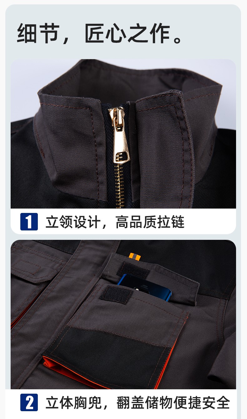 WD2118 跨境立體大兜工作服套裝定制歐美多口袋多兜工裝褲外貿出口勞保服(圖8)