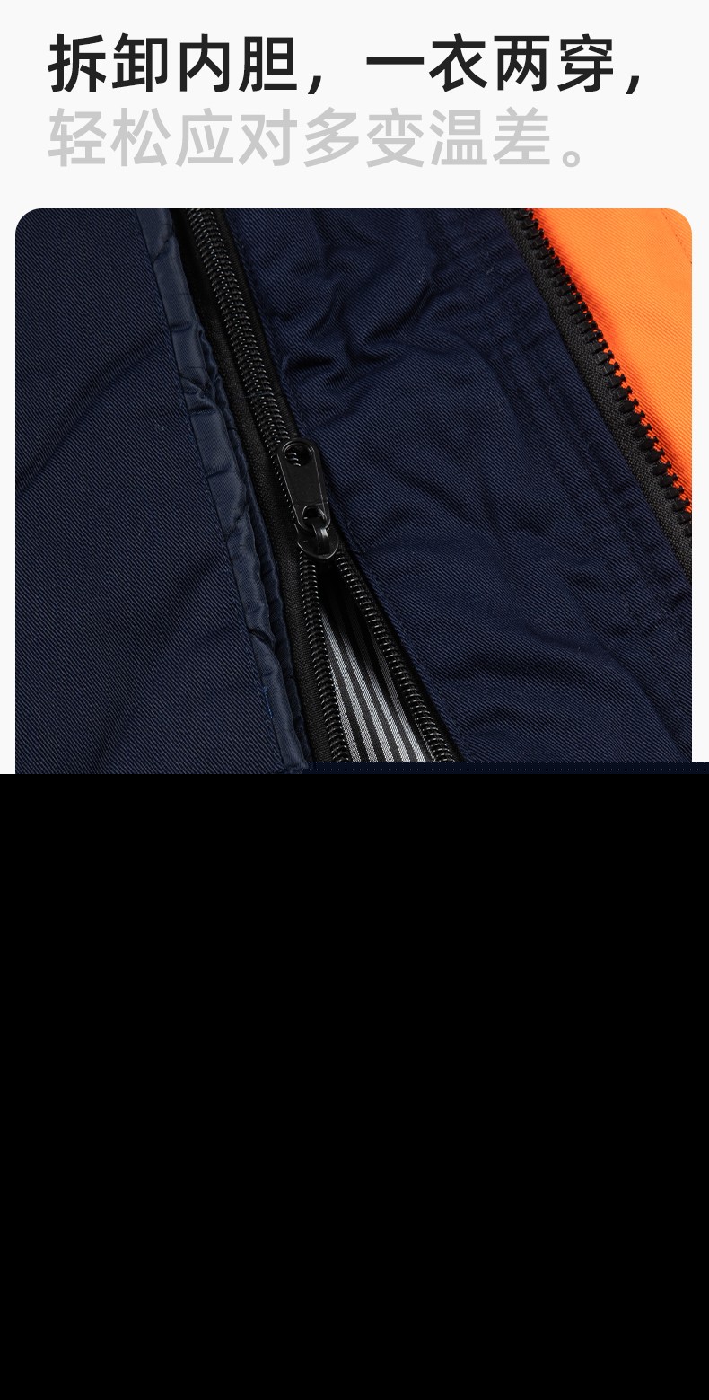 JC-102M 冬季工作服夾克棉衣定制男加絨加厚維修廠勞保服冷庫棉襖套裝防寒(圖5)