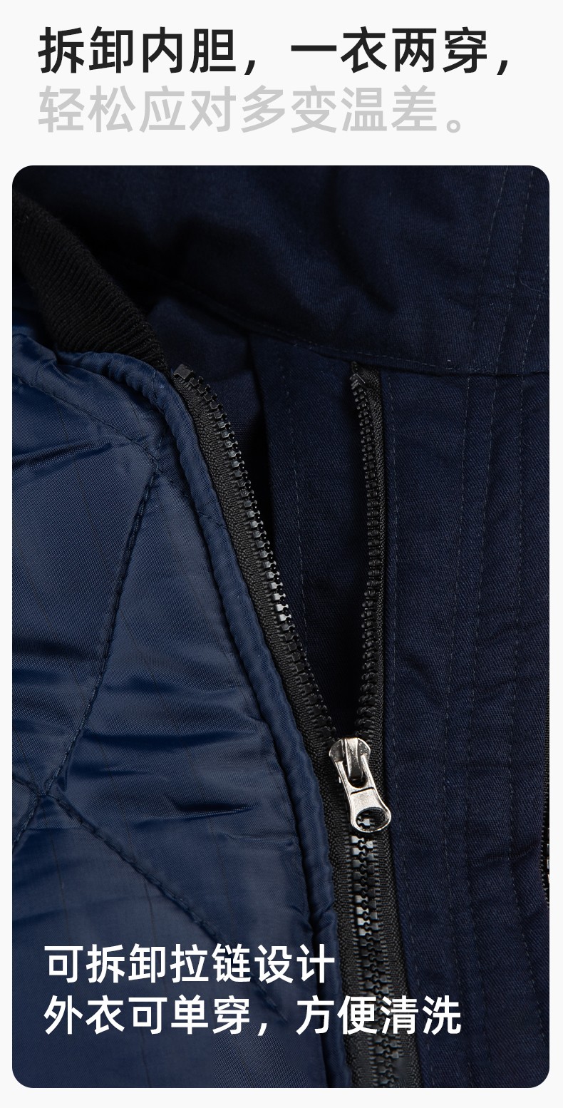 JC-160M 冬季可拆卸棉服工作服男反光條加厚保暖工裝電子化工車間廠服定制(圖5)