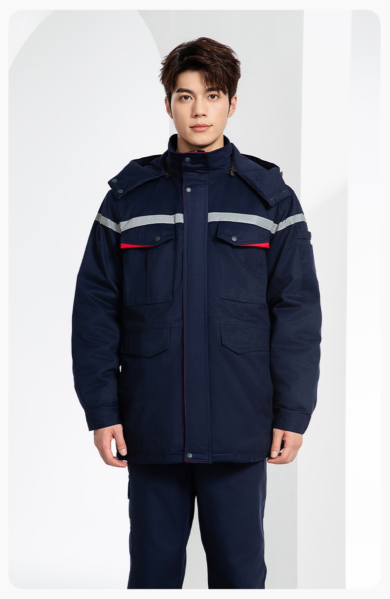 JC-160M 冬季可拆卸棉服工作服男反光條加厚保暖工裝電子化工車間廠服定制(圖14)