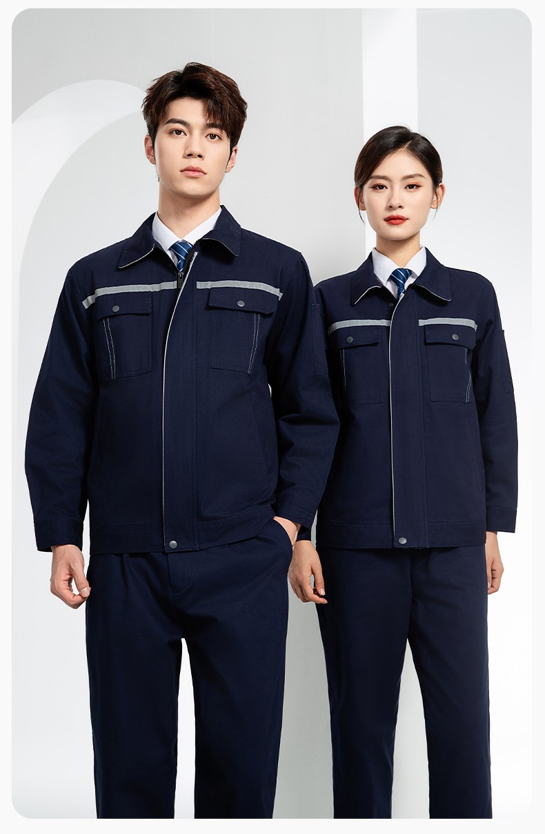 JC-H1806-3 雙層純棉工作服套裝男反光條工地汽修機修服電焊服工裝勞保服定制(圖13)
