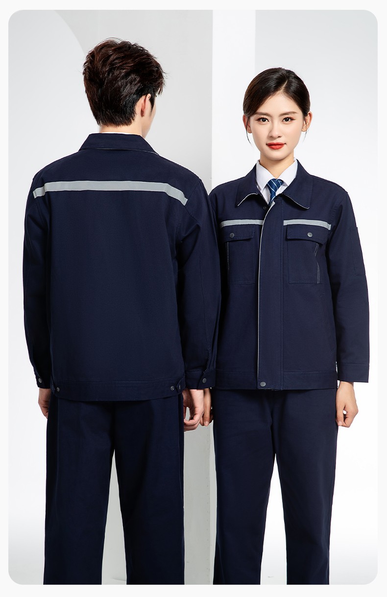 JC-H1806-3 雙層純棉工作服套裝男反光條工地汽修機修服電焊服工裝勞保服定制(圖15)