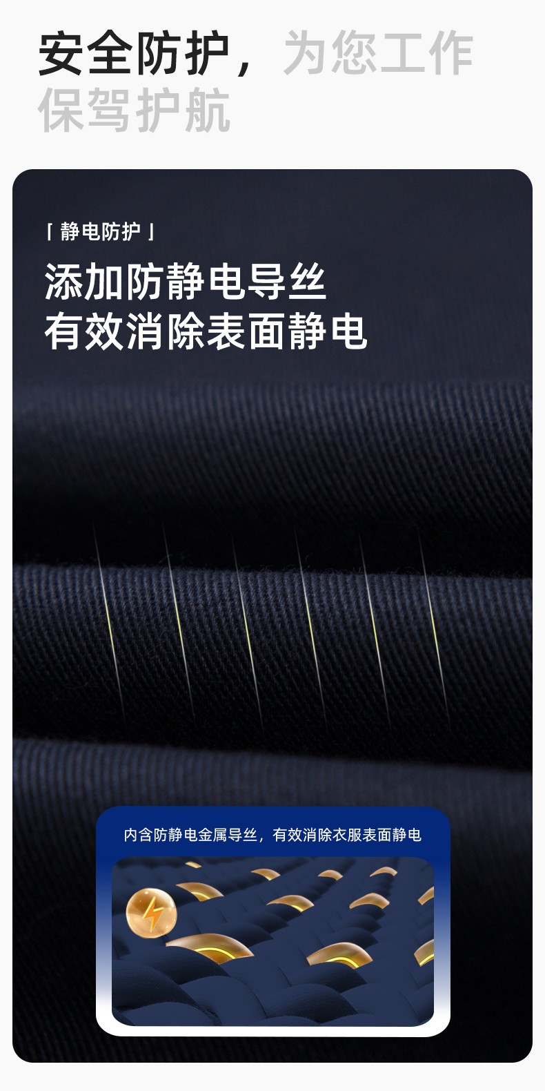 YM-20801 防靜電工作服定制春秋加厚耐磨套裝男女加油加汽站化工車間勞保服(圖4)