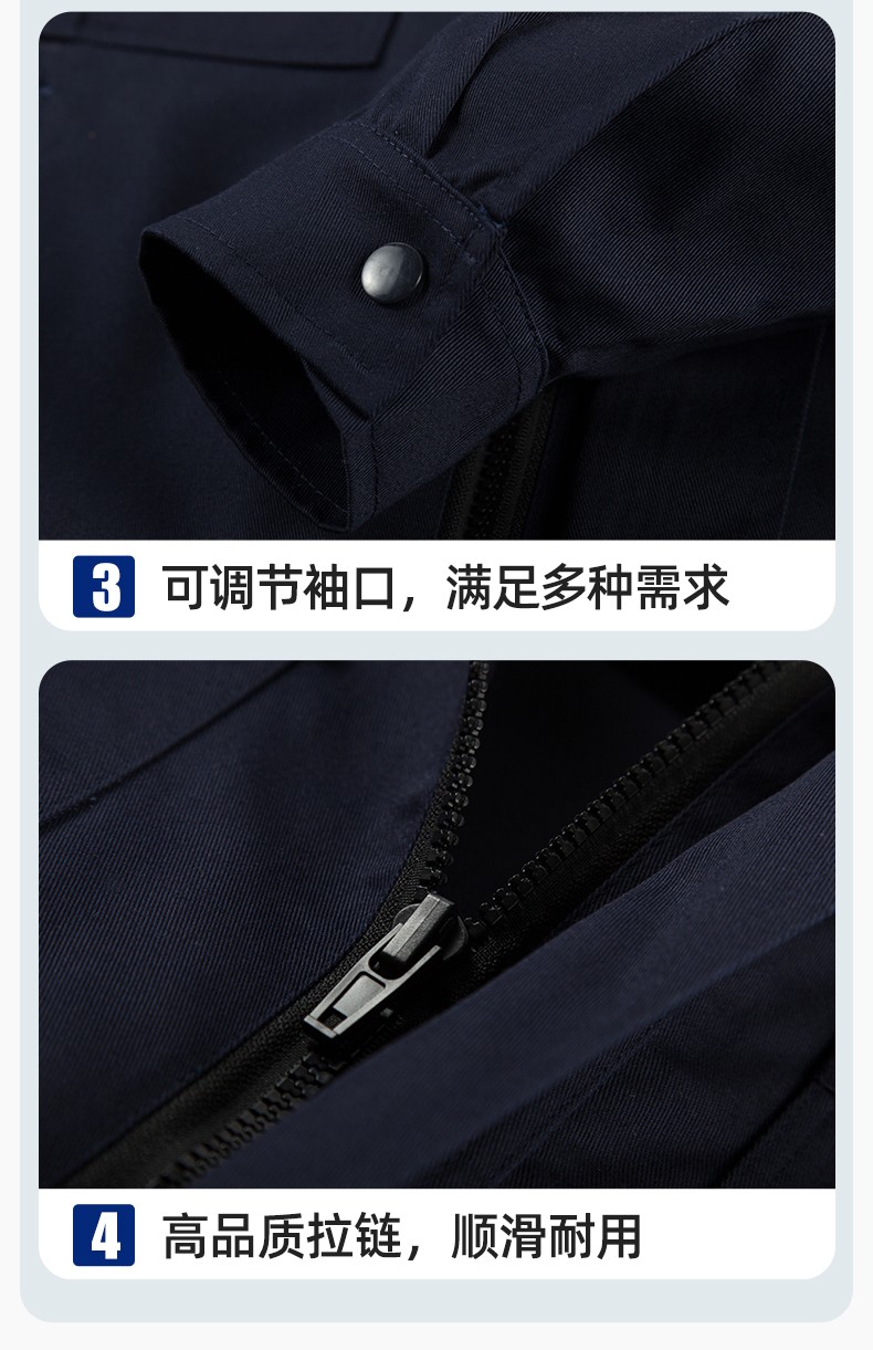 YM-20801 防靜電工作服定制春秋加厚耐磨套裝男女加油加汽站化工車間勞保服(圖9)