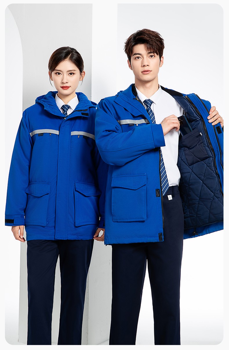 JC-S011 冬季可拆卸工作服棉衣定制供電公司保暖棉襖加厚加絨勞保服防寒服(圖15)