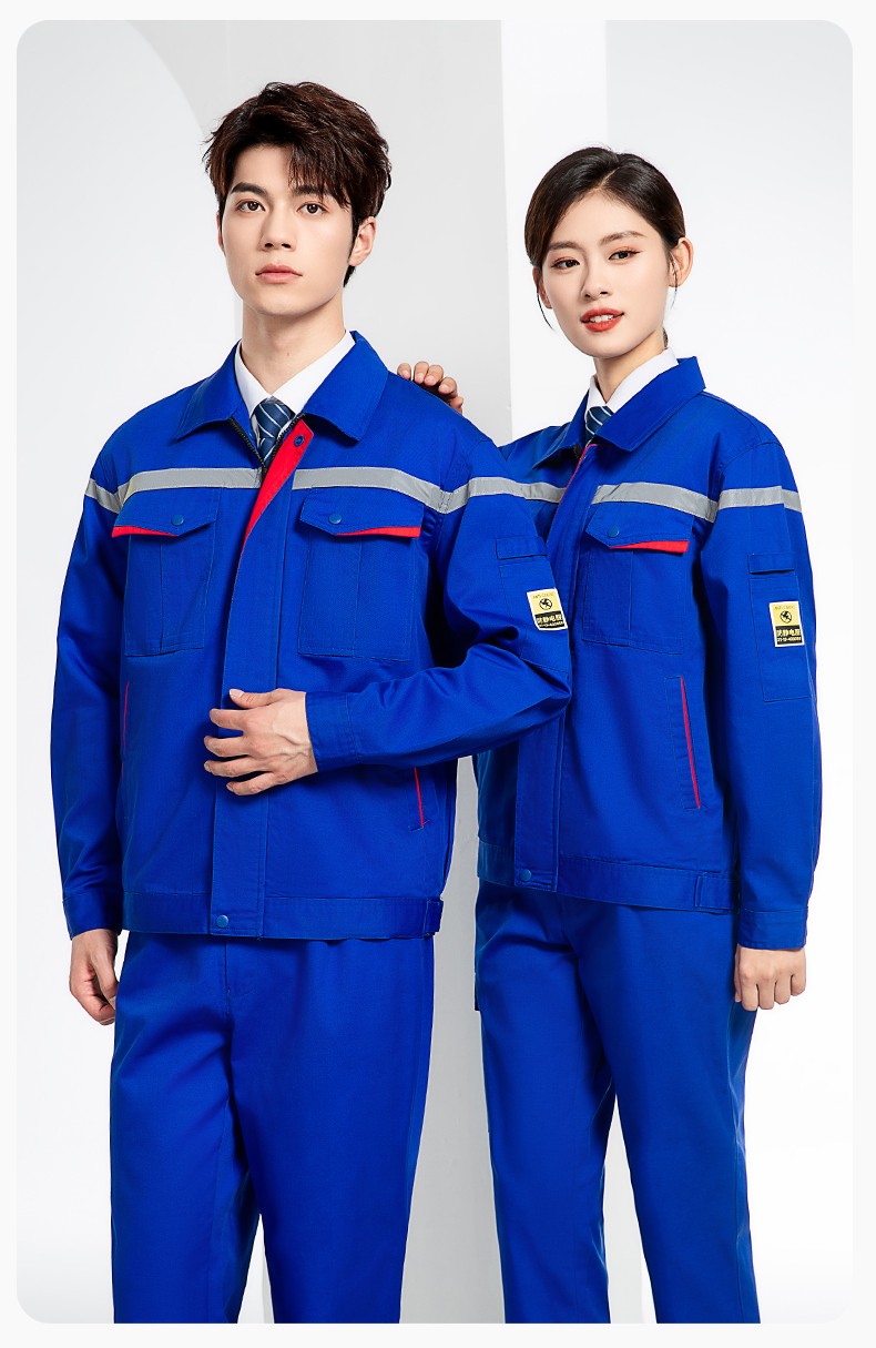 JC-S2203 春秋防靜電工作服套裝定制男耐磨工地勞動石油石化工裝勞保服上衣(圖19)