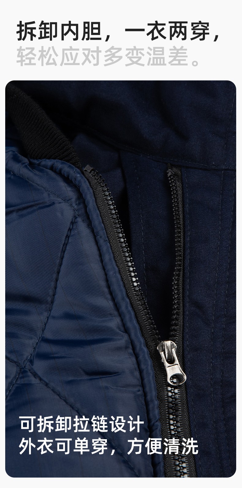 JC-S2203M 可拆卸冬季加厚加棉保暖工作服棉衣定制工廠車間維修服反光勞保服(圖7)