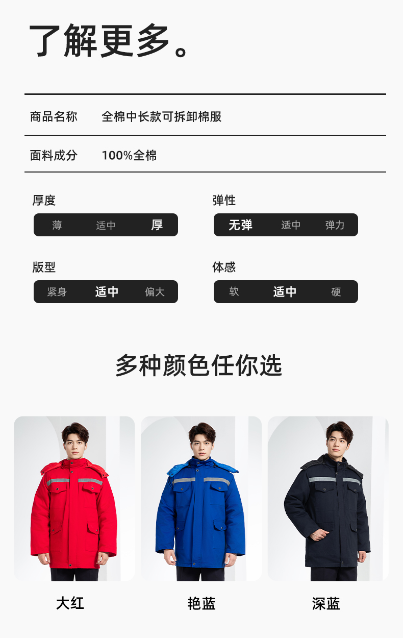 QMMF20101 冬季工作服棉服定制純棉耐磨加厚保暖物業工程勞保服反光棉襖印字(圖11)