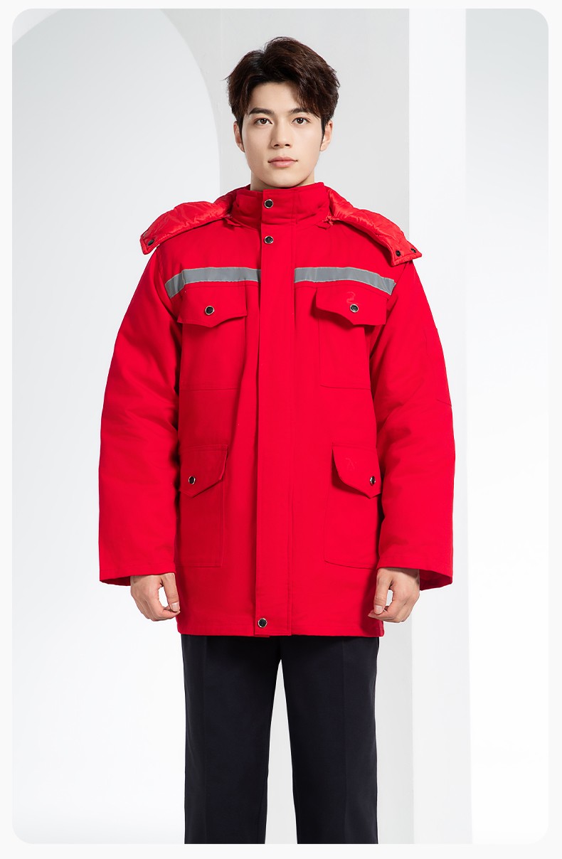 QMMF20101 冬季工作服棉服定制純棉耐磨加厚保暖物業工程勞保服反光棉襖印字(圖14)