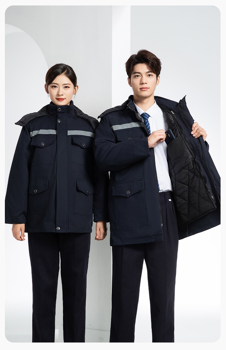QMMF20101 冬季工作服棉服定制純棉耐磨加厚保暖物業工程勞保服反光棉襖印字(圖17)