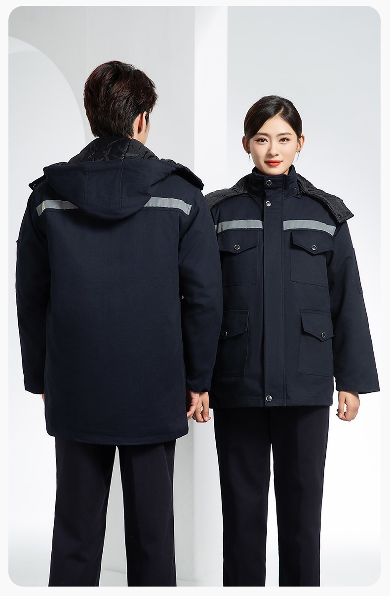 QMMF20101 冬季工作服棉服定制純棉耐磨加厚保暖物業工程勞保服反光棉襖印字(圖18)