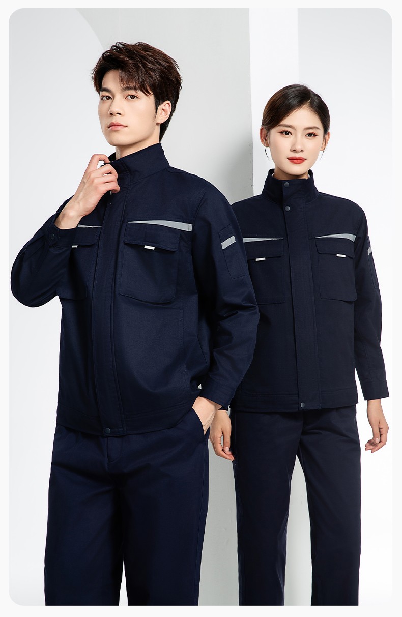JC-H1810 春秋長袖工作服男反光條純色電焊耐磨工裝套裝工廠車間汽修勞保服(圖19)