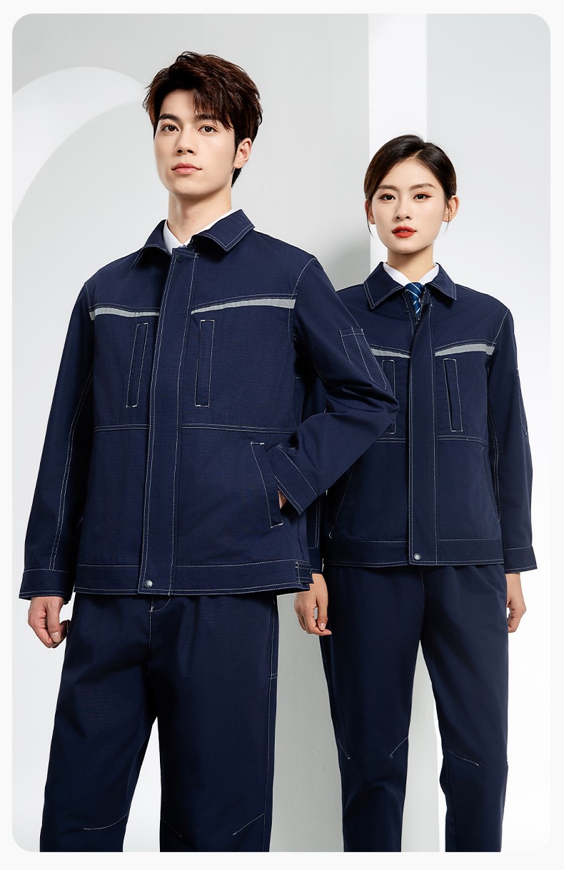 JC-3D05 春秋防撕裂長(zhǎng)袖工作服套裝長(zhǎng)袖反光條電焊男加厚耐拉勞保服定制(圖14)
