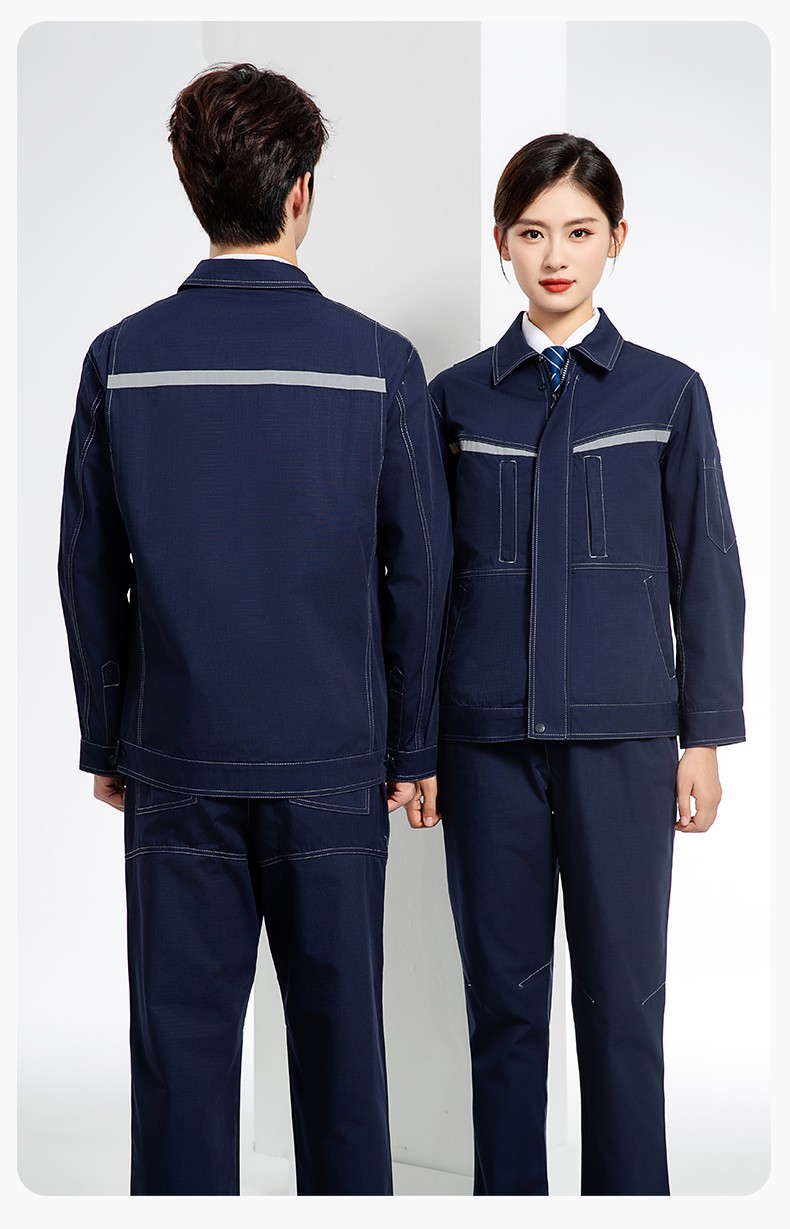 JC-3D05 春秋防撕裂長(zhǎng)袖工作服套裝長(zhǎng)袖反光條電焊男加厚耐拉勞保服定制(圖16)