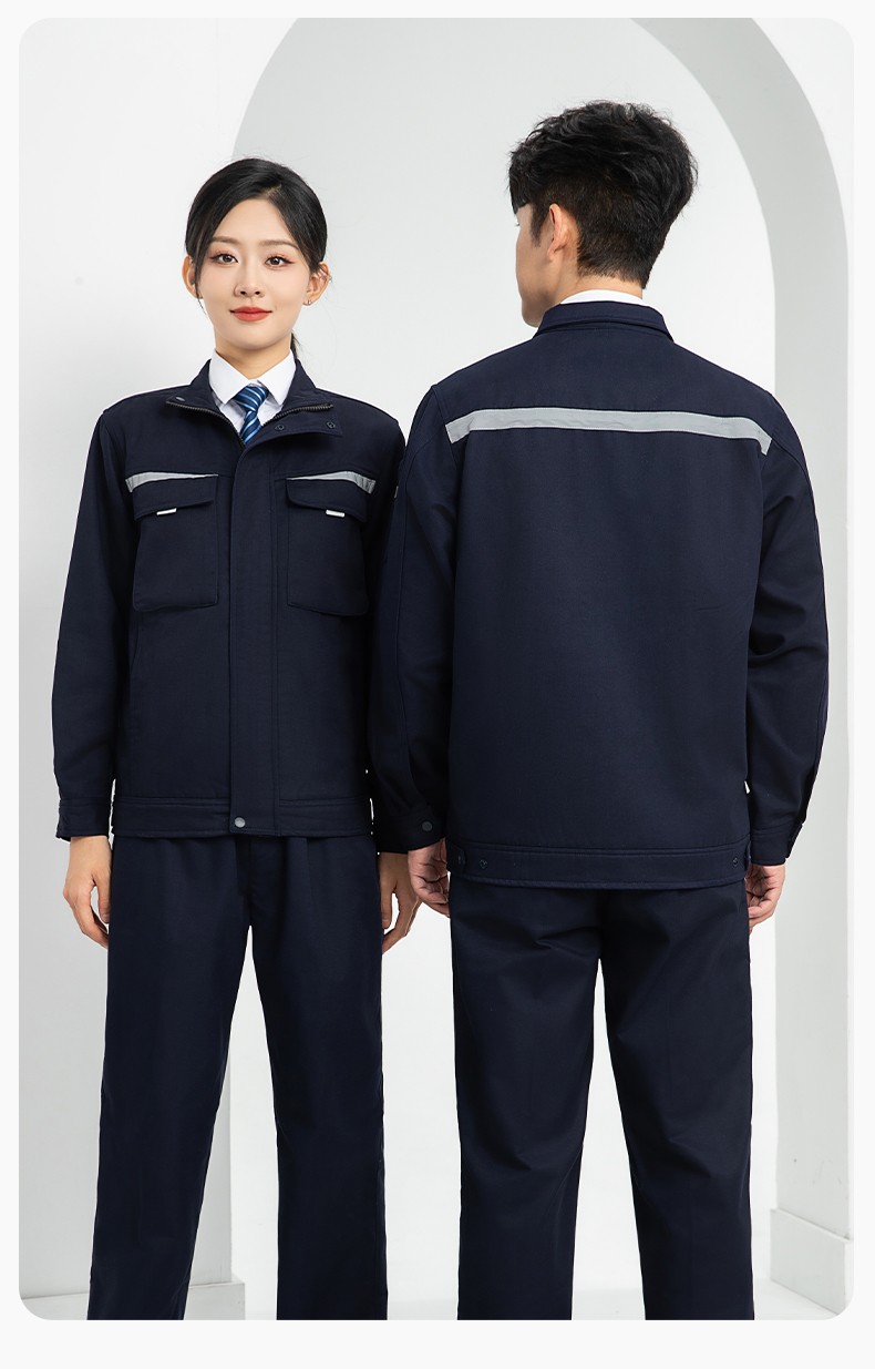 LJ-5810 冬季加絨工作服男拼色一體式反光條工裝加油站汽車4s店工裝定制(圖17)