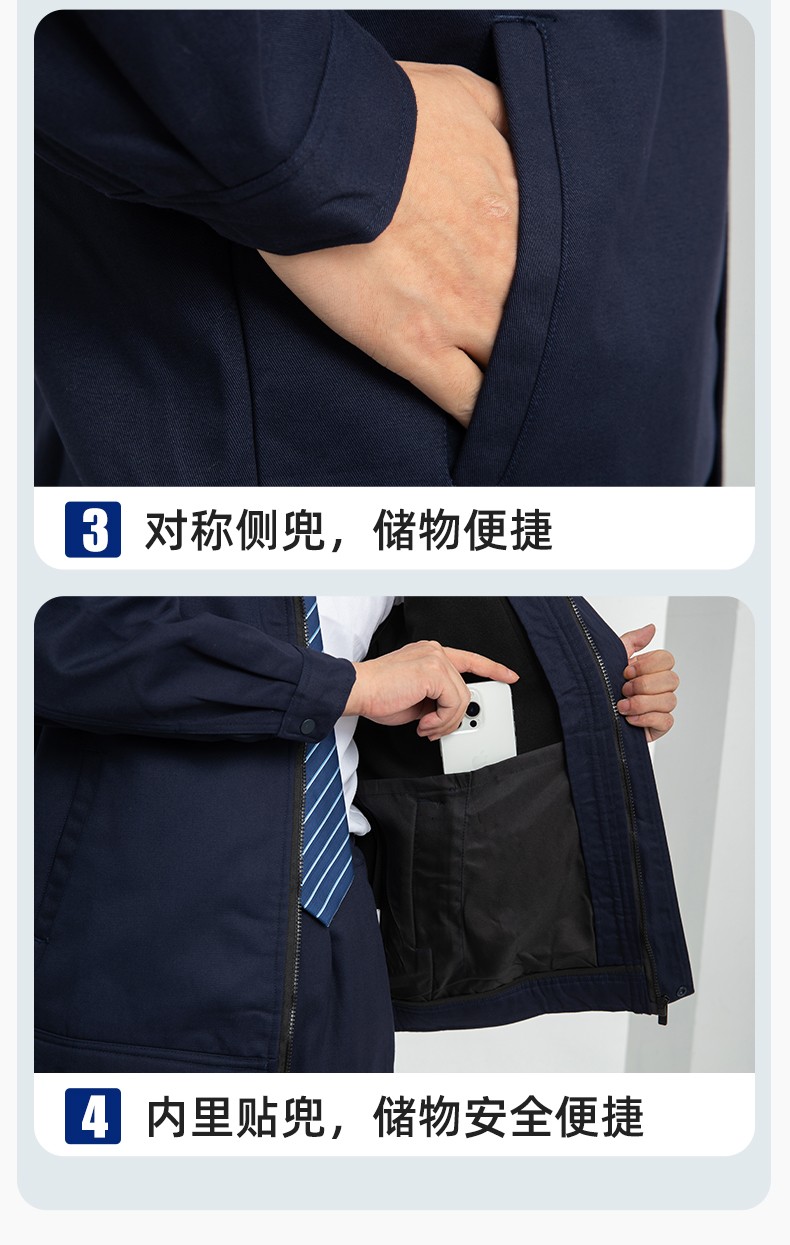 LJ-5835 冬季加絨工作服套裝男反光一體式保暖電焊工汽機修勞保服夾克定制(圖9)