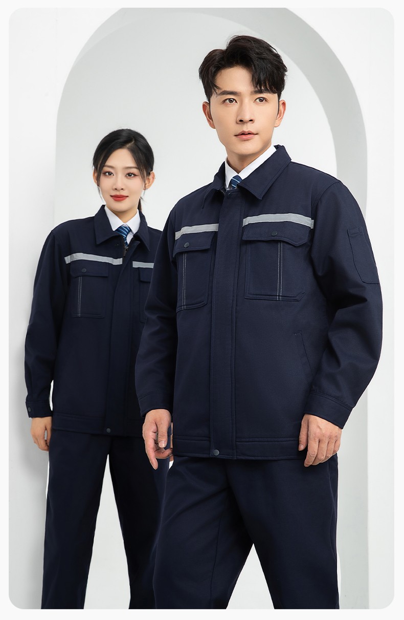 LJ-5835 冬季加絨工作服套裝男反光一體式保暖電焊工汽機修勞保服夾克定制(圖14)