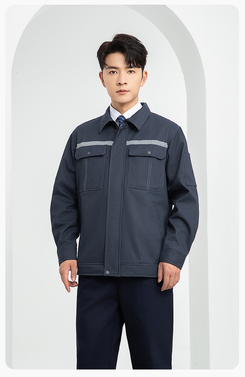 LJ-5835 冬季加絨工作服套裝男反光一體式保暖電焊工汽機修勞保服夾克定制(圖16)