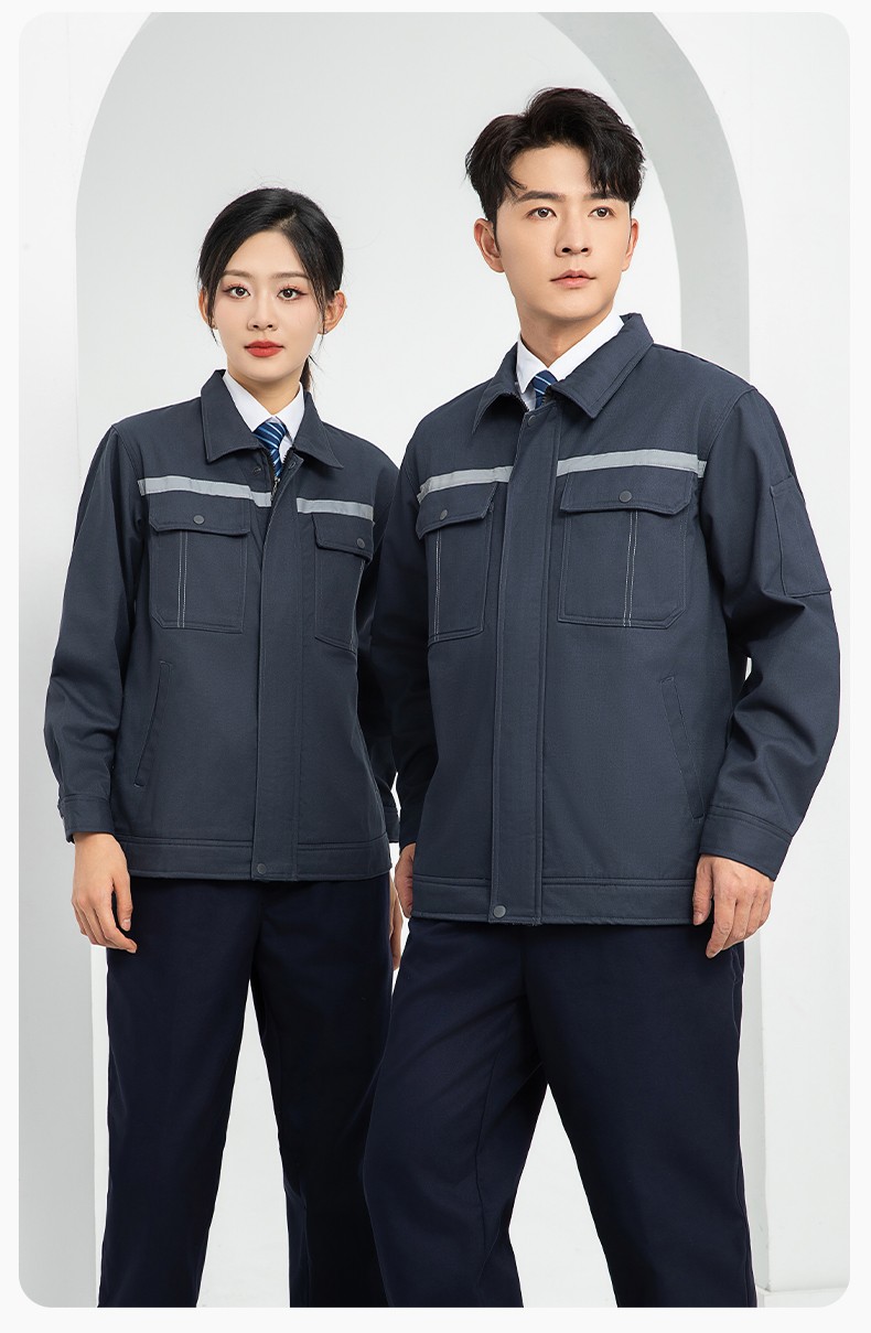 LJ-5835 冬季加絨工作服套裝男反光一體式保暖電焊工汽機修勞保服夾克定制(圖15)