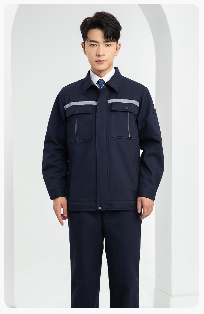 LJ-5835 冬季加絨工作服套裝男反光一體式保暖電焊工汽機修勞保服夾克定制(圖13)