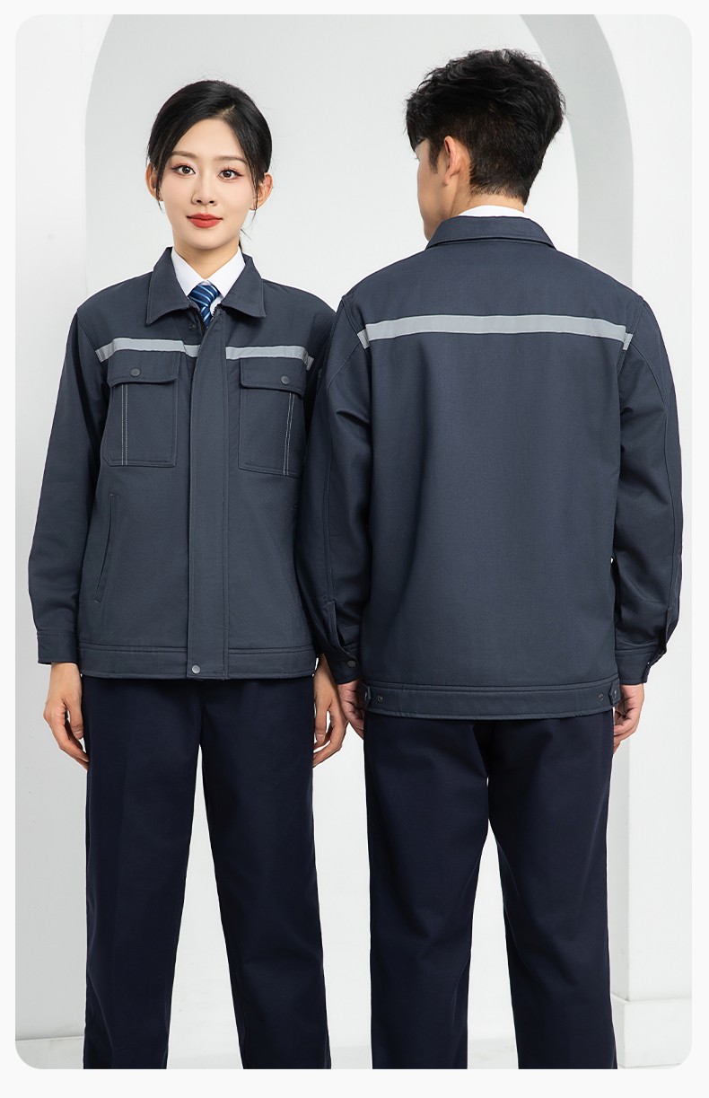 LJ-5835 冬季加絨工作服套裝男反光一體式保暖電焊工汽機修勞保服夾克定制(圖17)