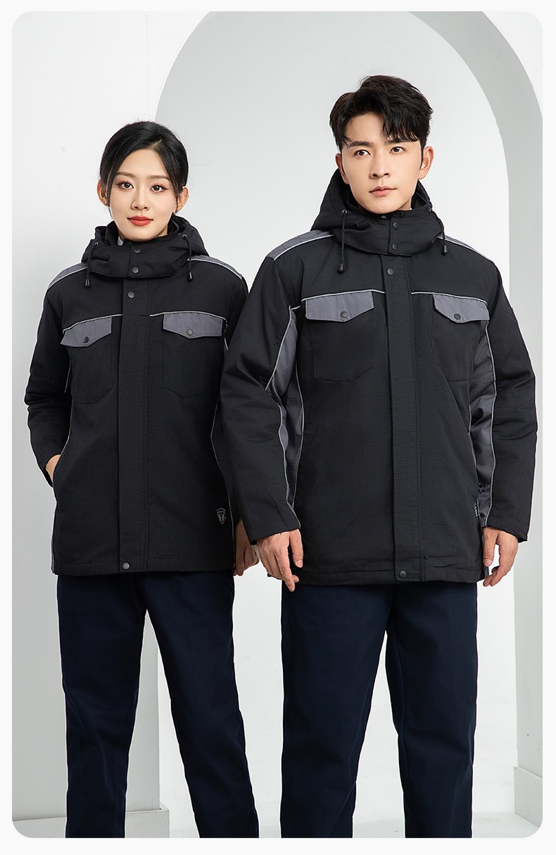 LJ-9803 冬季防撕裂防靜電可拆卸棉服保暖鎖溫防寒服加油站防靜電工裝定制(圖14)