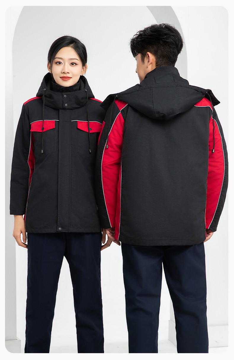 LJ-9803 冬季防撕裂防靜電可拆卸棉服保暖鎖溫防寒服加油站防靜電工裝定制(圖18)