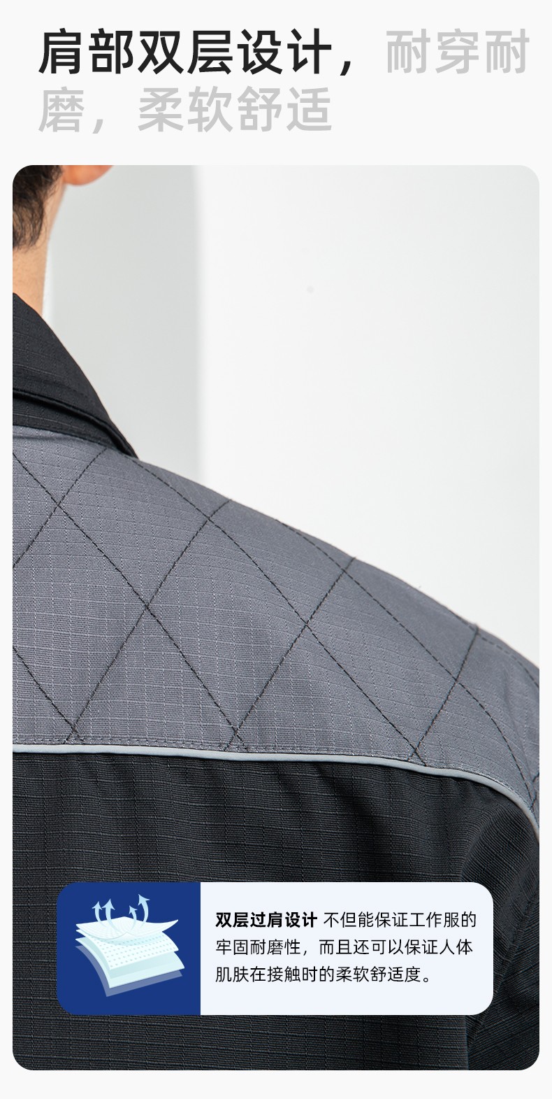 LJ-9802 春秋防撕裂勞保工作服套裝耐磨抗撕裂建筑工地干活工裝定制(圖5)