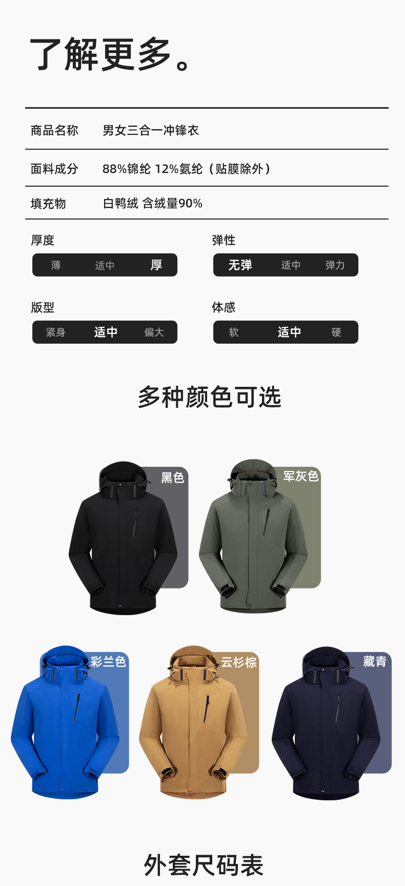 RH-60965 冬季羽絨工作服沖鋒衣三合一棉衣男加厚保暖汽車維修廠勞保服定制(圖11)