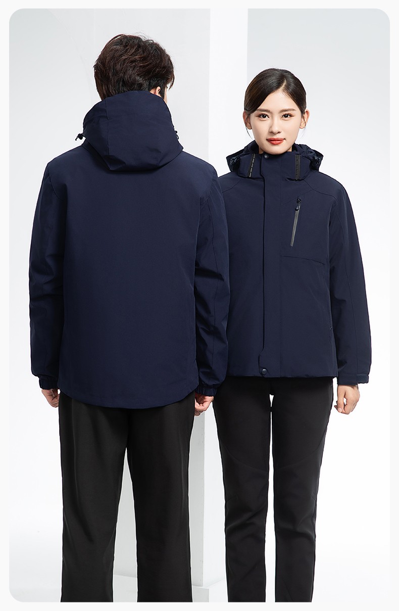 RH-60965 冬季羽絨工作服沖鋒衣三合一棉衣男加厚保暖汽車維修廠勞保服定制(圖22)