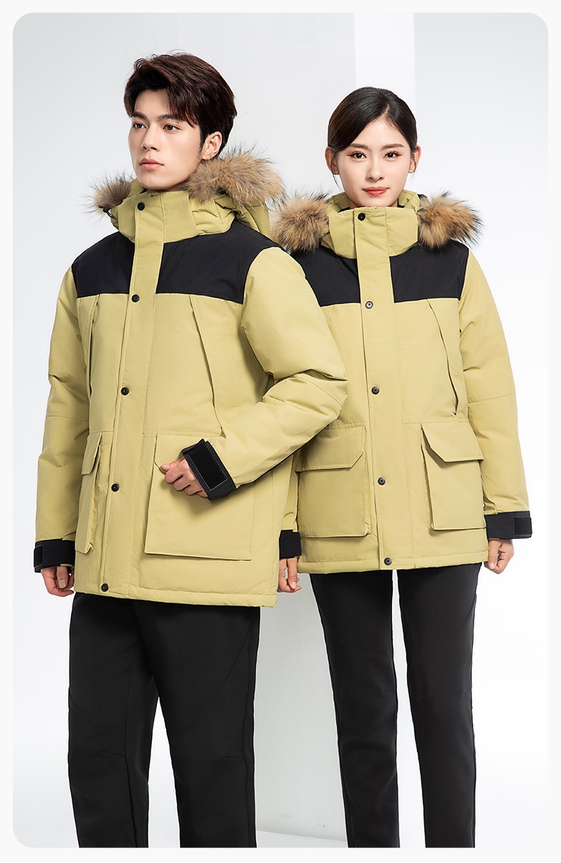 RH-60953 冬季可拆卸羽絨內膽三合一沖鋒衣毛領帽子防風防雨登山騎行服定制(圖14)