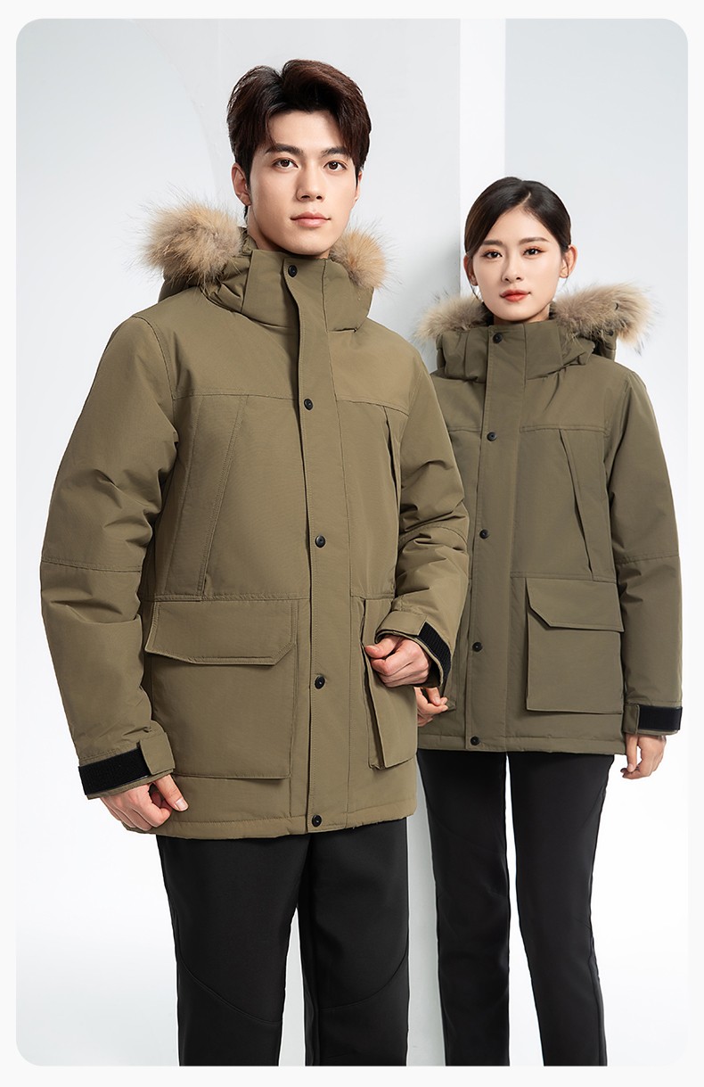 RH-60953 冬季可拆卸羽絨內膽三合一沖鋒衣毛領帽子防風防雨登山騎行服定制(圖22)