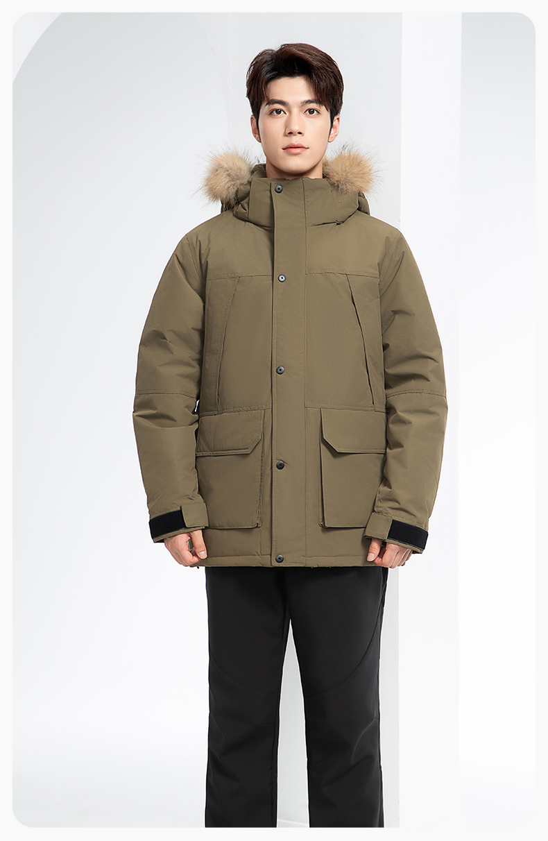 RH-60953 冬季可拆卸羽絨內膽三合一沖鋒衣毛領帽子防風防雨登山騎行服定制(圖21)