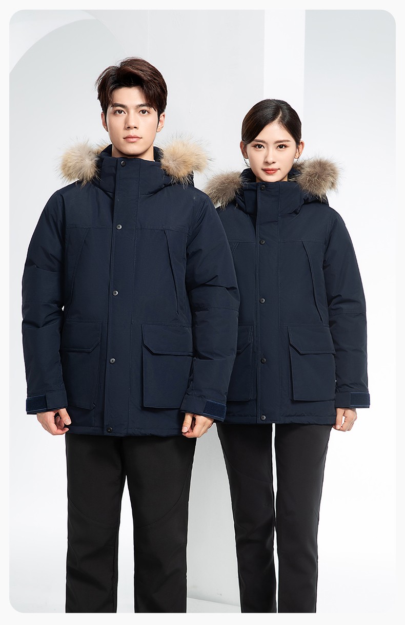 RH-60953 冬季可拆卸羽絨內膽三合一沖鋒衣毛領帽子防風防雨登山騎行服定制(圖23)