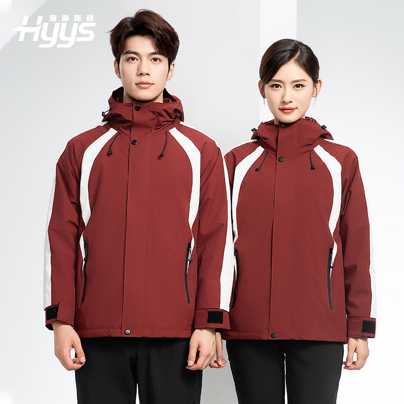 SL-9597 冬季工作服沖鋒衣加絨保暖工裝可拆卸印字定制學(xué)校公司超市外套