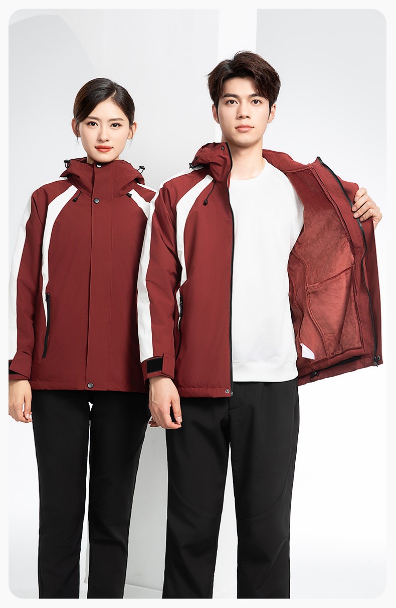 SL-9597 冬季工作服沖鋒衣加絨保暖工裝可拆卸印字定制學校公司超市外套(圖18)