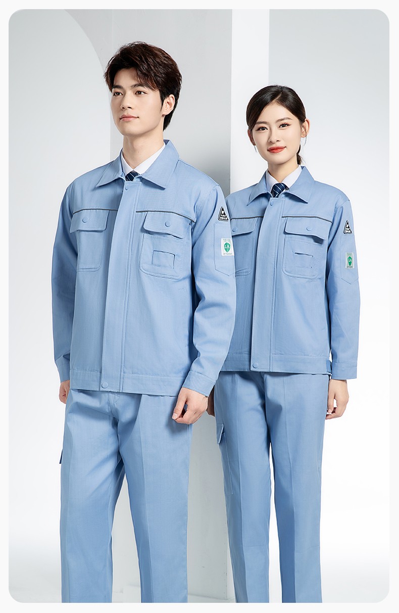 FJD8099 春秋純棉防靜電工作服套裝定制電網(wǎng)化工廠汽修車間耐磨反光勞保服(圖13)