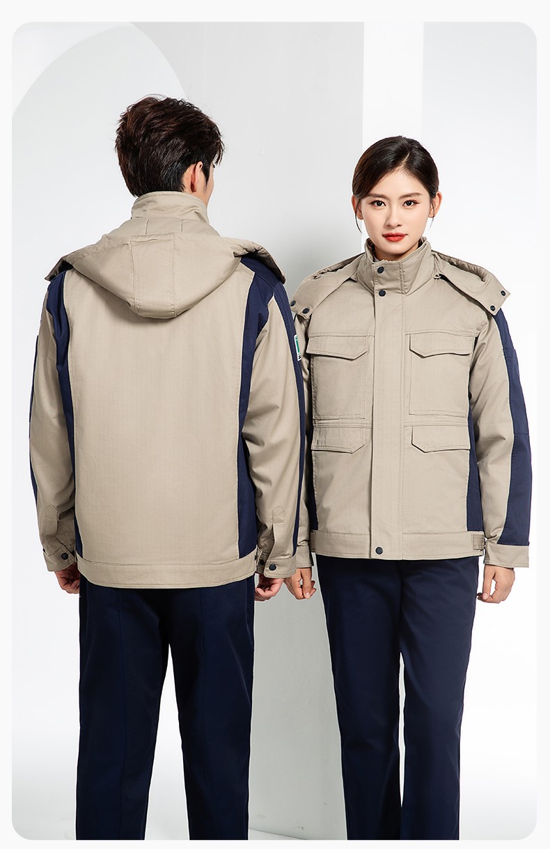 JC-3D02M 冬季防靜電棉服定制工作服拼色CVC工裝加油站機修車間廠服勞保服(圖17)