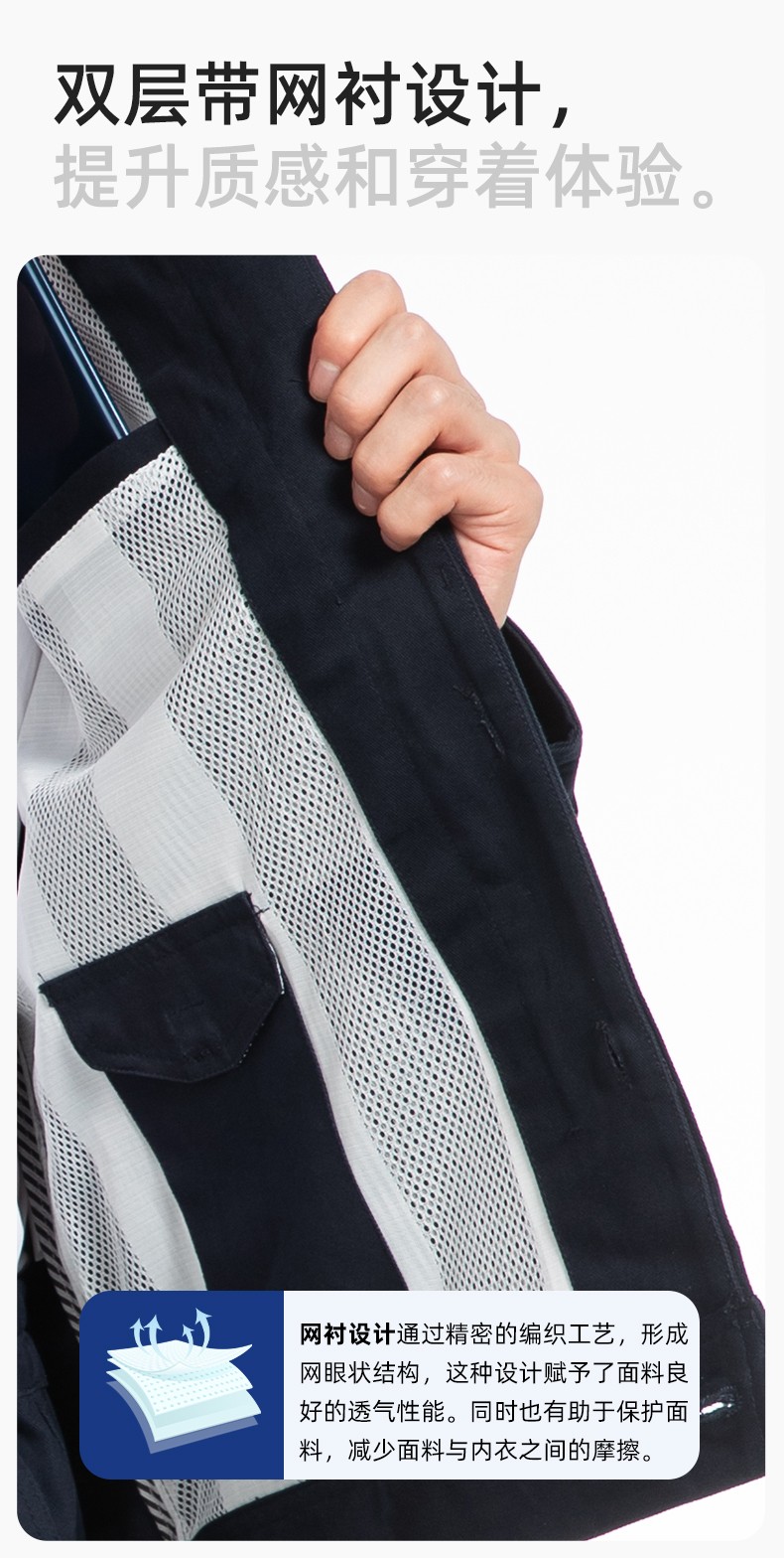 RD-8506 春秋純棉雙層帶網布耐磨透氣電焊工地干活工裝定制(圖4)