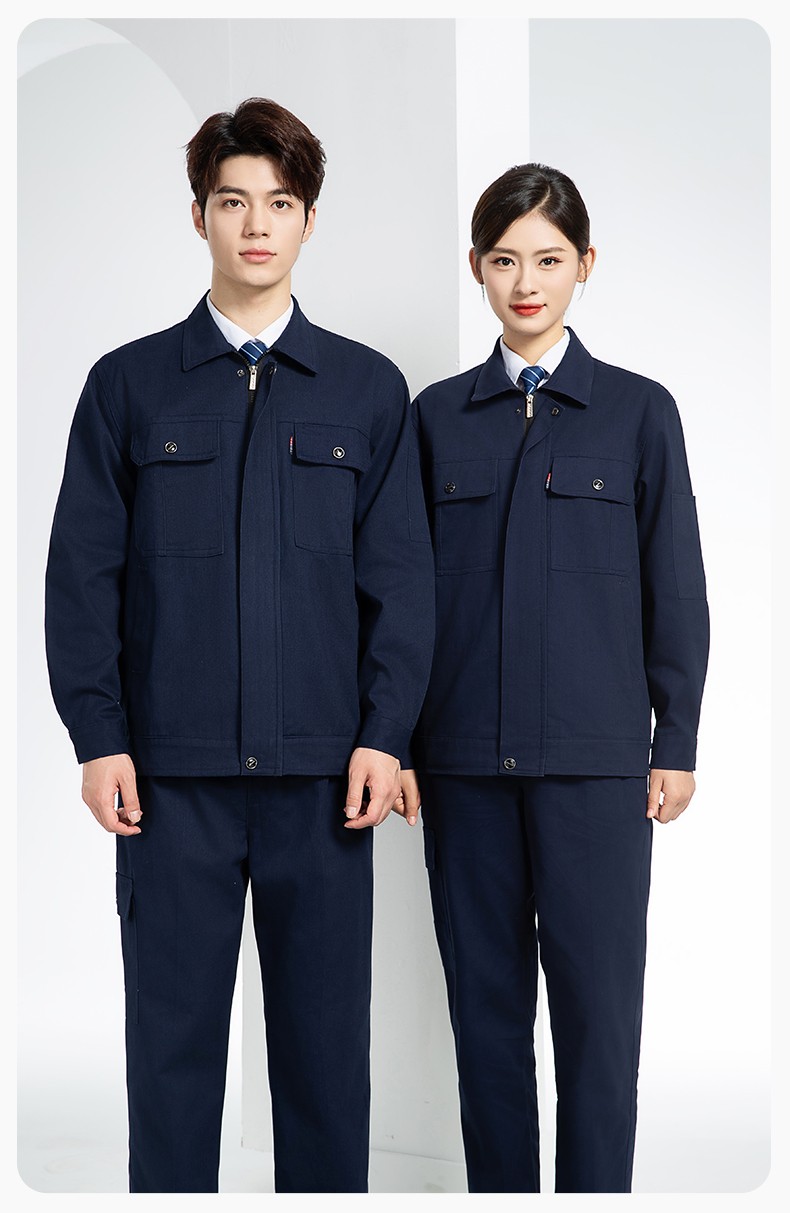 QM2094 春秋季純棉工作服套裝定制耐磨全棉勞保服工裝上衣勞動廠服(圖13)