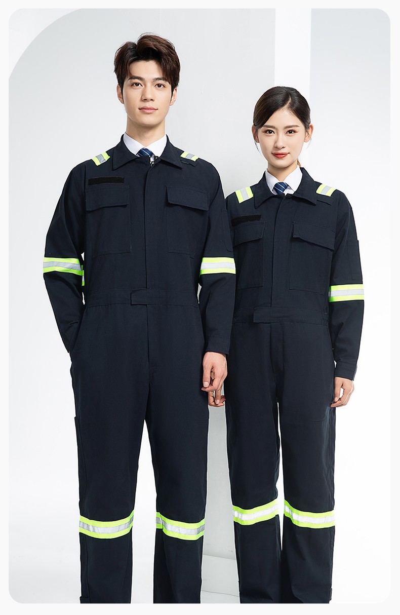 QM8057 全棉長袖連體工作服反光條勞保服機修服中海油工作服套裝(圖15)