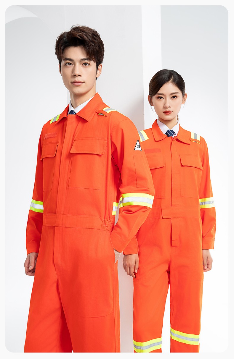 QM8057 全棉長袖連體工作服反光條勞保服機修服中海油工作服套裝(圖12)